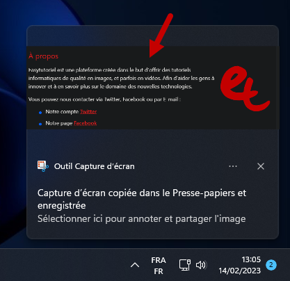 capture ecran windows 11 7 capture copiee presse papier