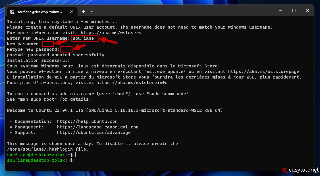 installing unix username