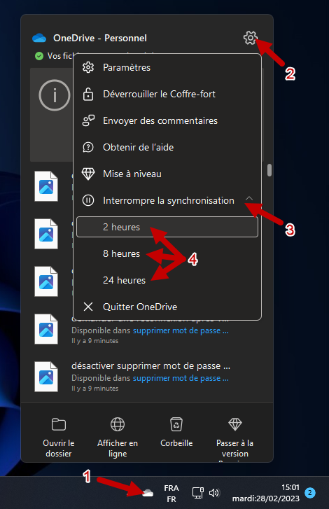 onedrive 1 interrompre synchronisation