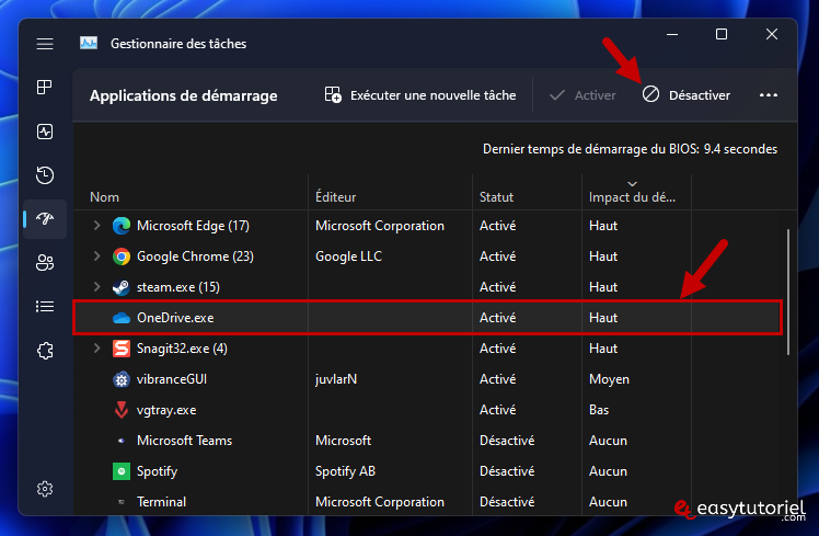 onedrive 2 desactiver au demarrage