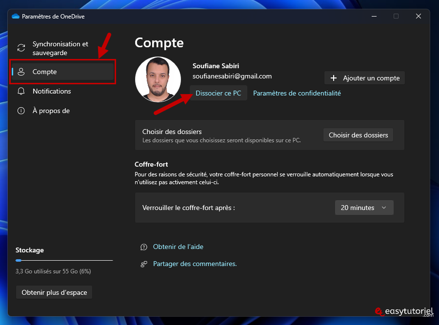 onedrive 4 dissocier ce pc