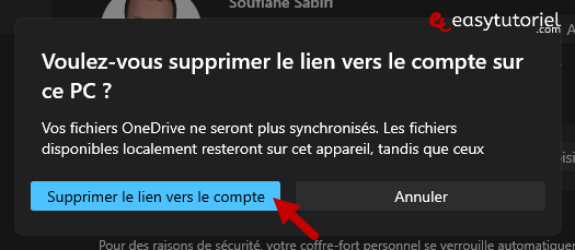 onedrive 5 supprimer lien