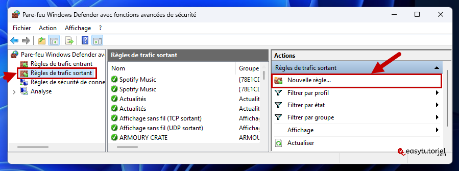 ouvrir port windows 8 regles de trafic sortant nouvelle regle