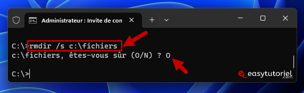 supprimer dossier cmd 3 rmdir s