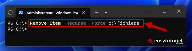 supprimer dossier powershell 2 remove item recurse force