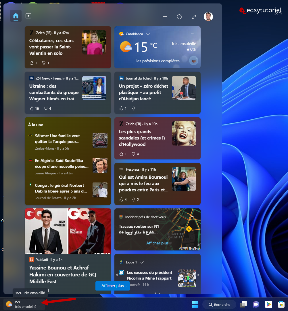 supprimer widgets meteo windows 1 barre des taches