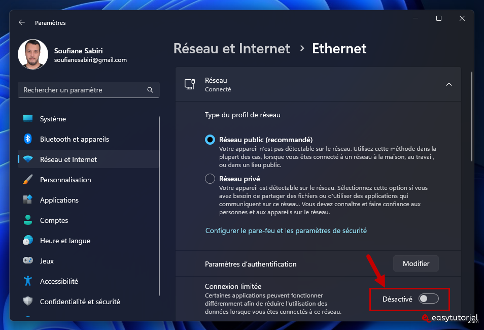windows update 8 desactiver connexion limitee