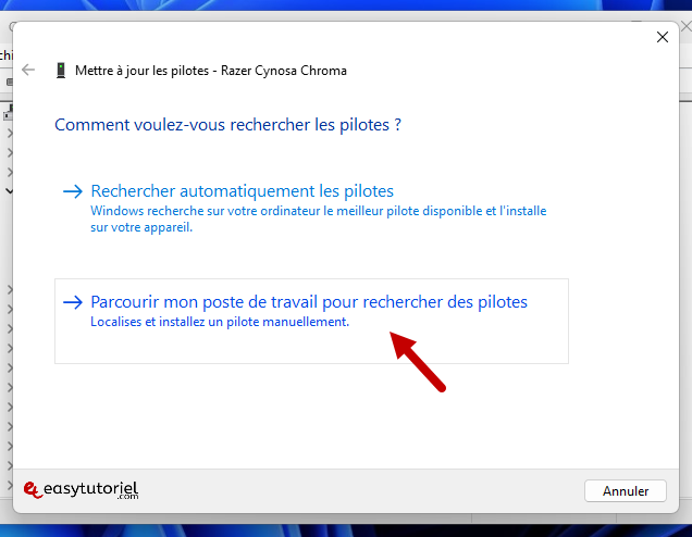 touches clavier solution 10 parcourir mon poste de travail pour rechercher des pilotes