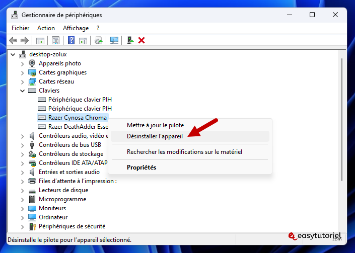touches clavier solution 13 desinstaller l appareil