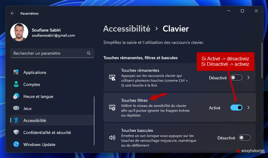 touches clavier solution 7 touches filtres