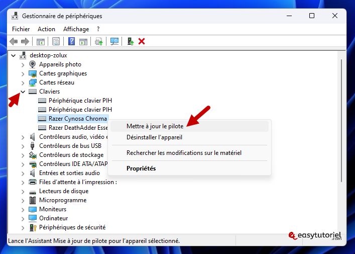 touches clavier solution 9 mettre a jour le pilote