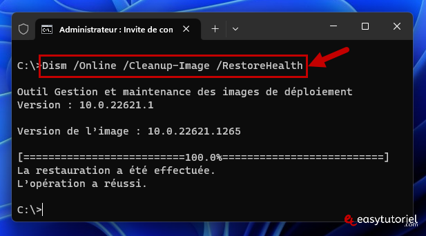 windows ne fonctionne plus 10 dism online cleanup image restorehealth