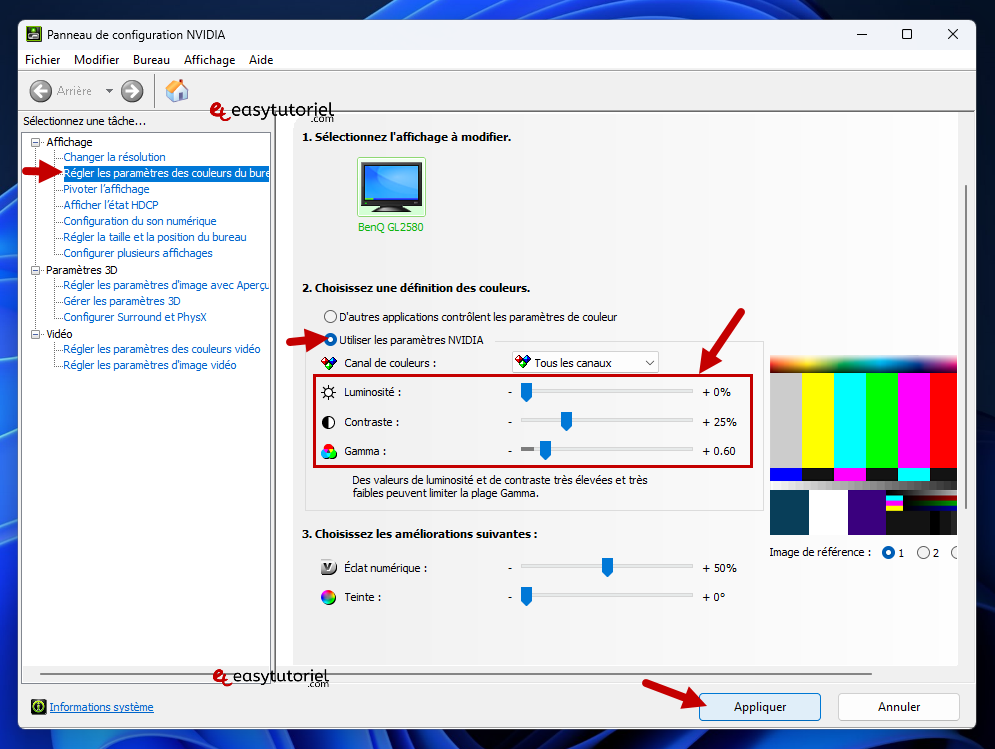 theme contraste eclairage nocturne windows 11 diminuer luminosite eclairage gamma