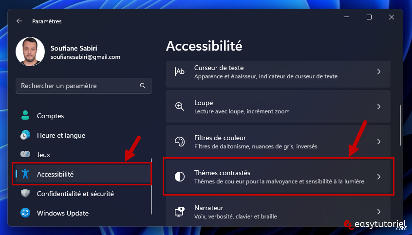 theme contraste eclairage nocturne windows 2 themes contrastes accessibilite