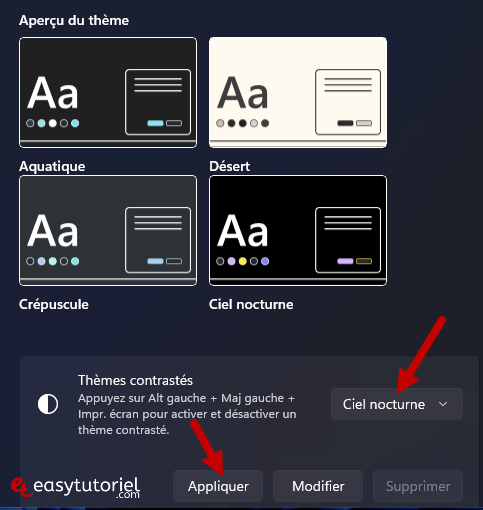 theme contraste eclairage nocturne windows 4 ciel nocturne