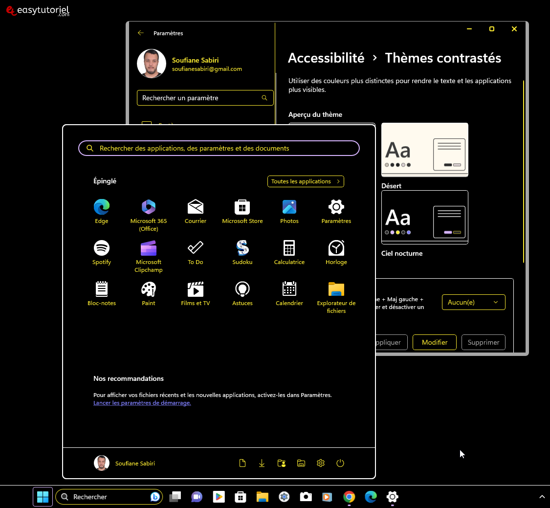 theme contraste eclairage nocturne windows 6 theme contraste active
