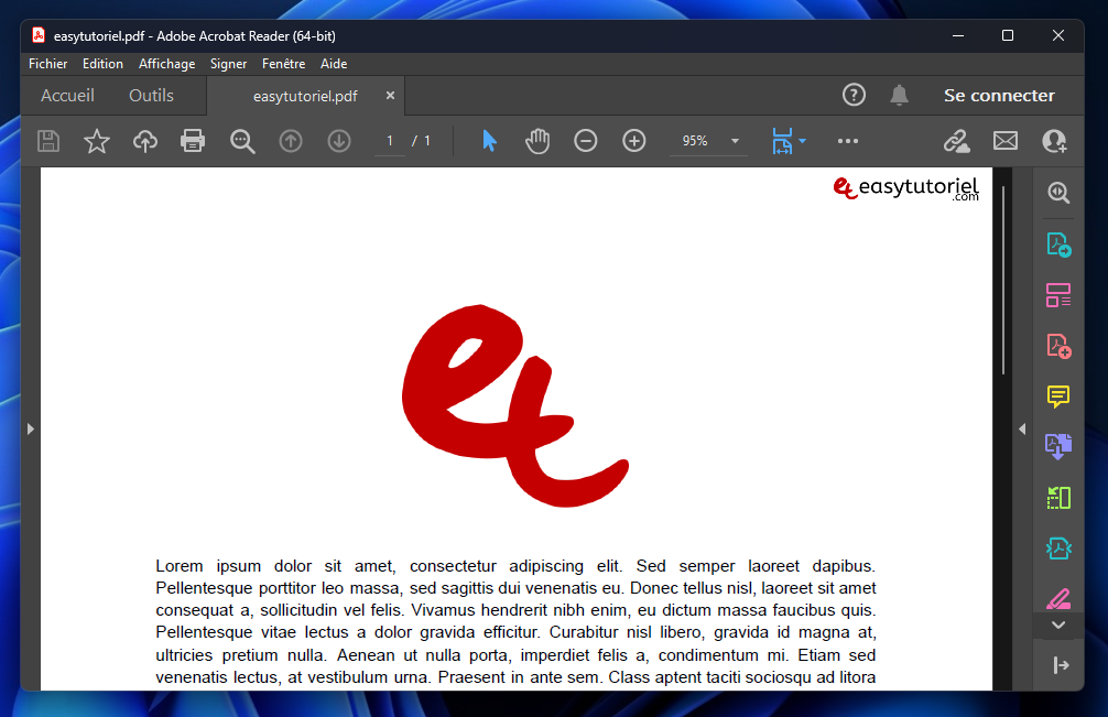 mode sombre adobe reader 1 document normal