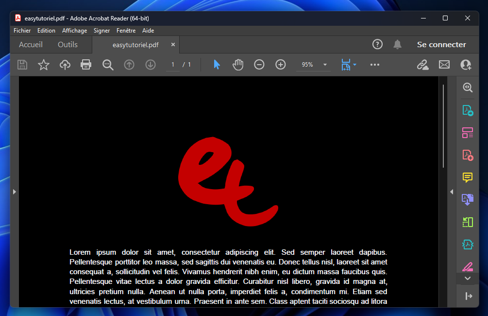mode sombre adobe reader 5 document sombre