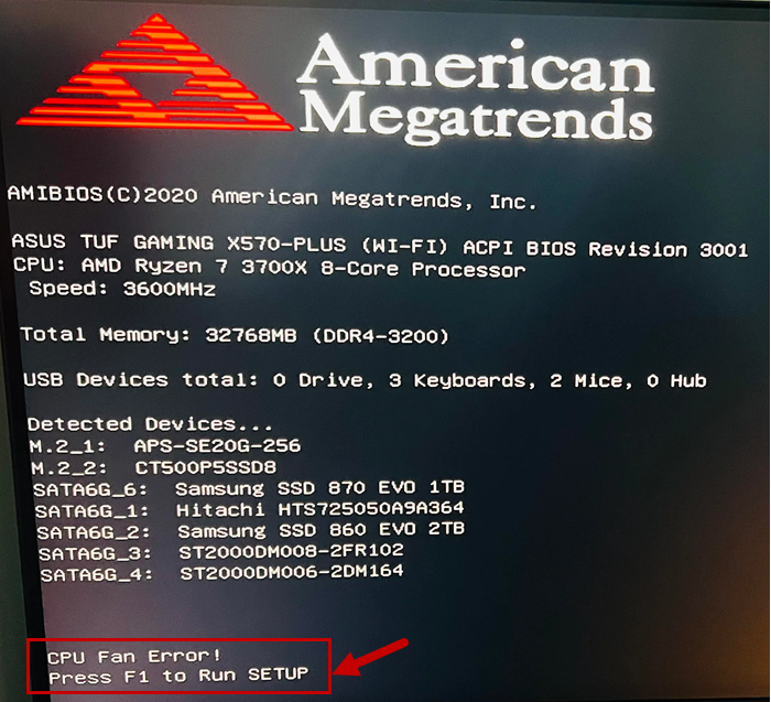 cpu fan error erreur demarrage pc