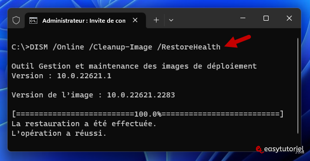 dism online cleanup image restorehealth
