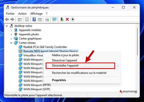 erreur code 10 windows 5 desinstaller appareil