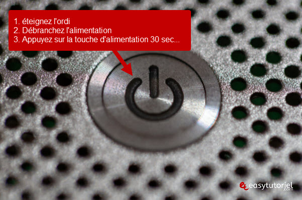 eteigner pc alimentation appuyer touche demarrer