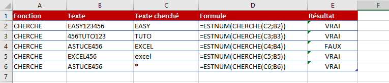 excel cherche