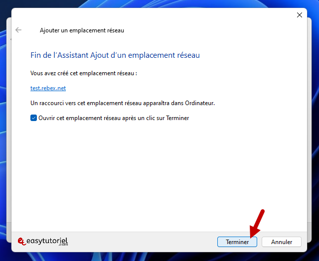 ftp serveur lecteur windows 8 terminer