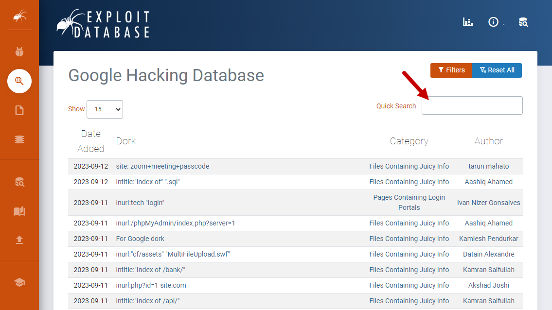 google dorks 12 exploit database google hacking
