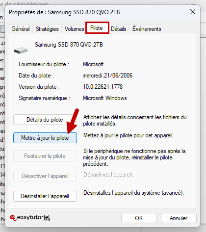mettre a jour le pilote