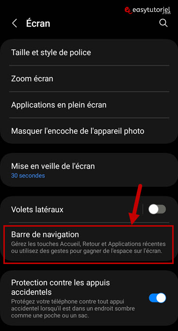 navigations gestes android 8 barre de navigation samsung