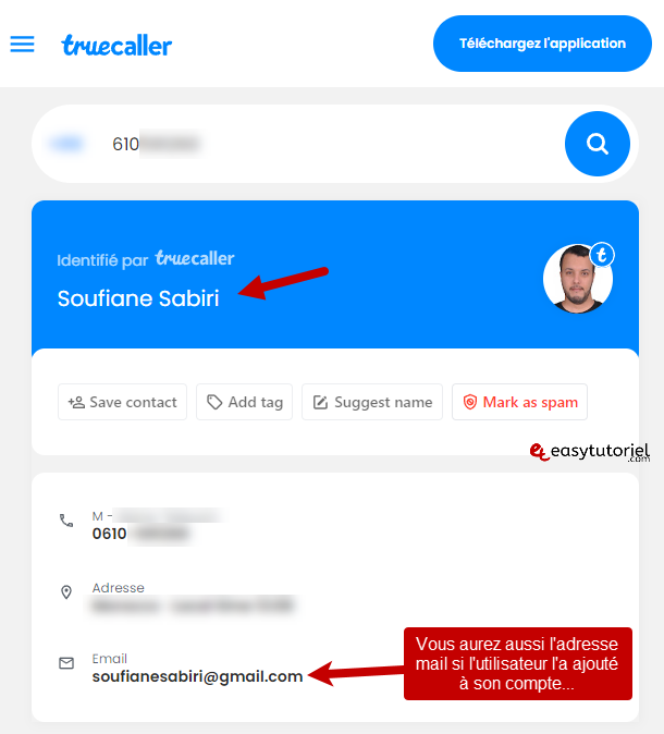 proprietaire numero telephone 7 identifie par truecaller
