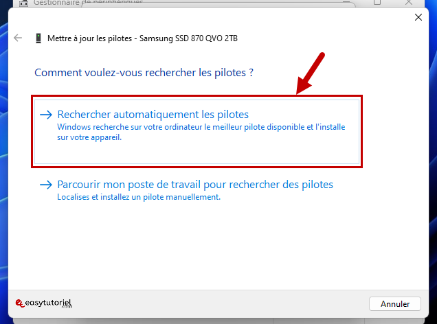 rechercher automatiquement les pilotes