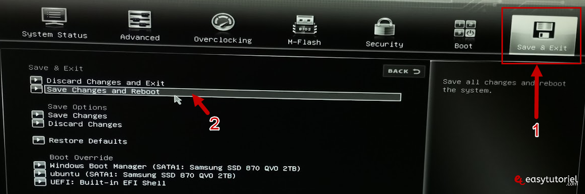 ubuntu dual boot windows 11 37 save changes and reboot