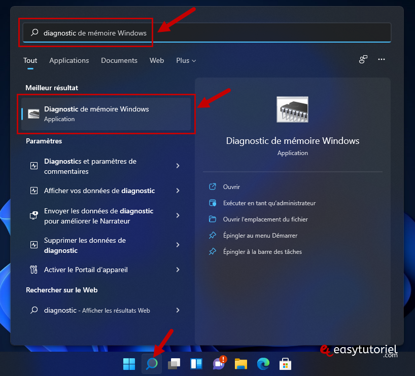 verifier memoire ram 1 diagnostic demarrer