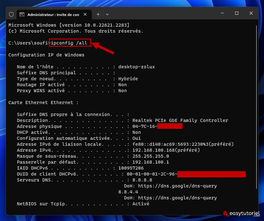 wake on lan allumer reseau local 8 ipconfig all cmd
