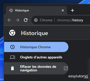 effacer historique navigation chrome