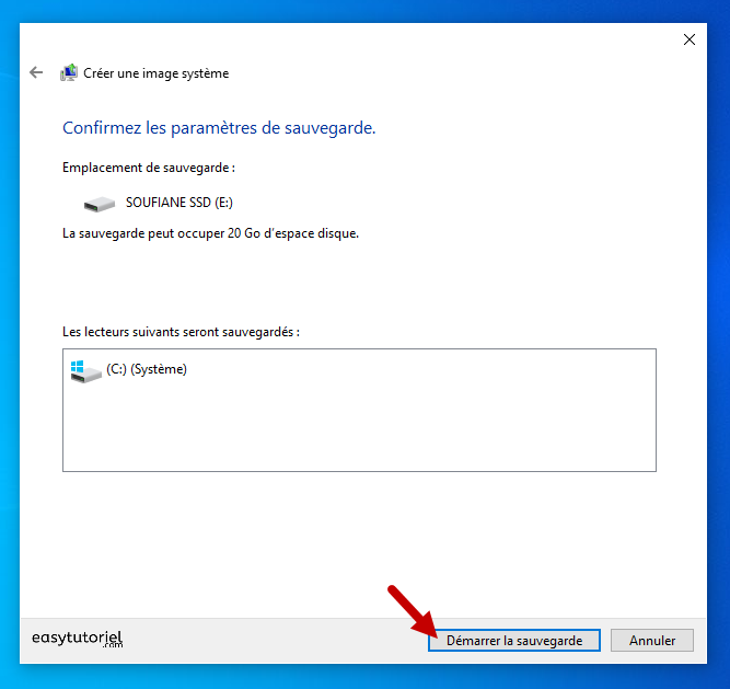 sauvegarde windows 10 5 demarrer la sauvegarde