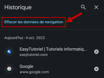 vider cache google chrome android 3