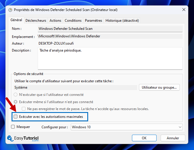 Antimalware Service Executable 100 4 executer avec les autorisations