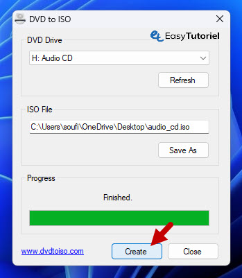 create creer iso dvd to iso