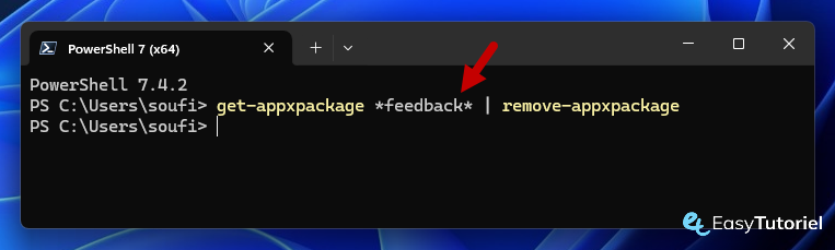 get appxpackage feedback remove powershell windows