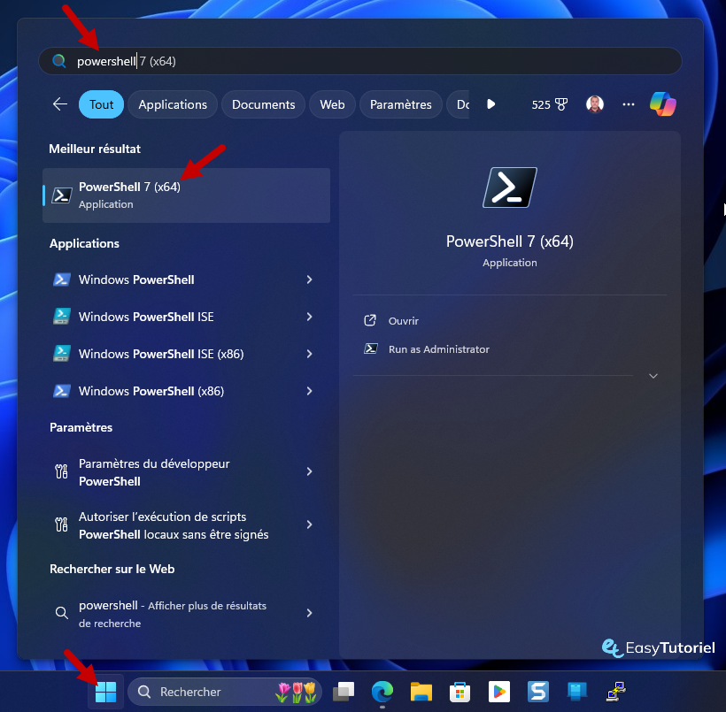powershell demarrer