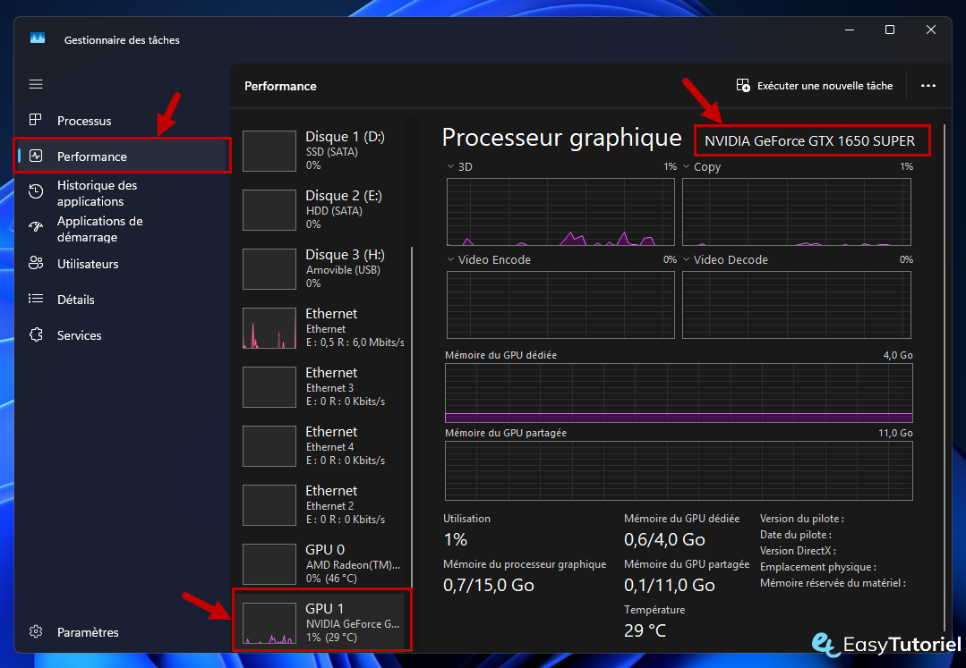 connaitre gpu carte graphique 2 gestionnaire des taches performance gpu