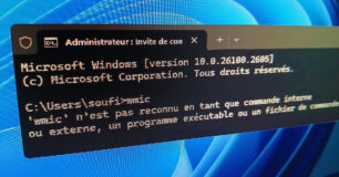 wmic nest pas reconnu en tant que commande interne ou externe cmd