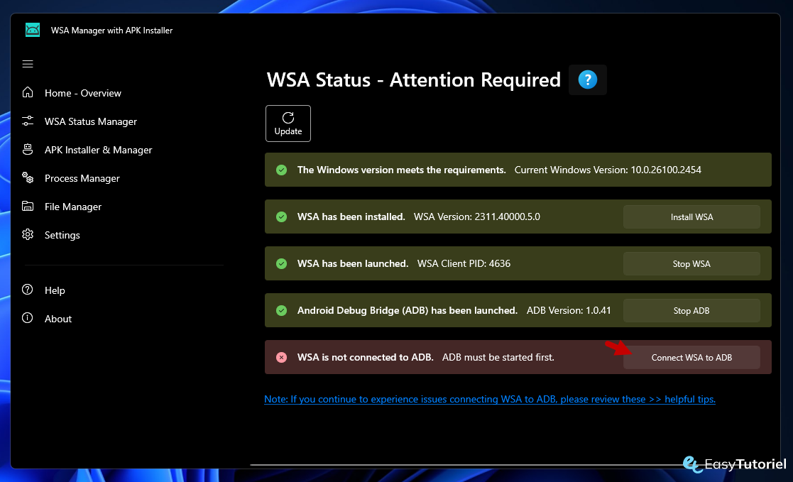 wsa manager apk installer windows 14 connect wsa adb