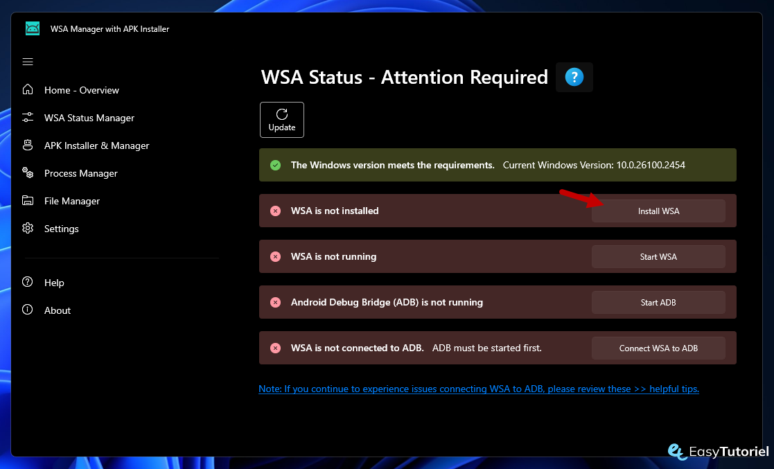 wsa manager apk installer windows 7 install wsa