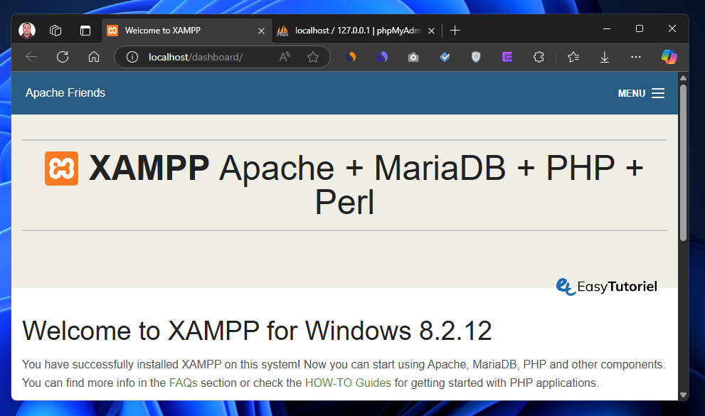 xampp localhost dashboard