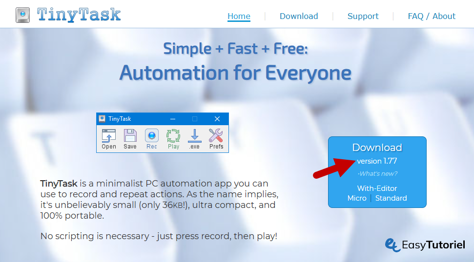 automatiser clics frappes tinytask