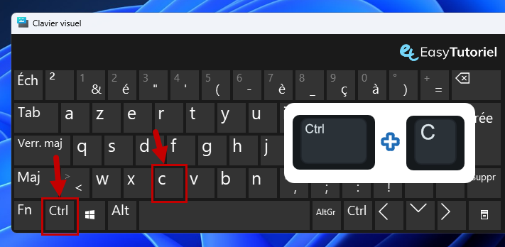 copier windows raccourci clavier